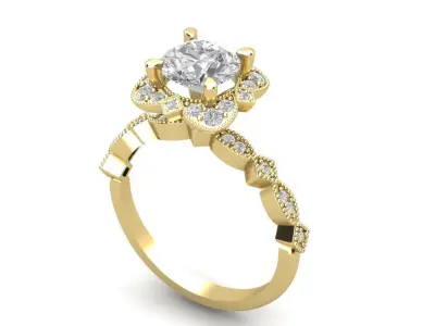 Halo Diamond Engagement ring 3D print model