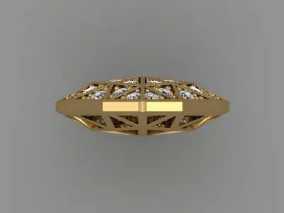 PPY-003 geometric heart pendant gold 3D print model