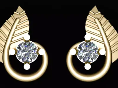 LUXURY LEAF AND DIAMONT PENDANT   EARRING  3D PRINTABLE MODEL  3D print model