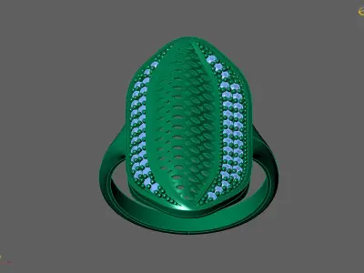 Women Ring With Stone Diamond Ready STL 3DM Models Womens Rings 3D print model 17