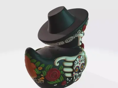 Day of the Dead Sugar Skull Duck Figurine Dia de los Muertos 3D print model