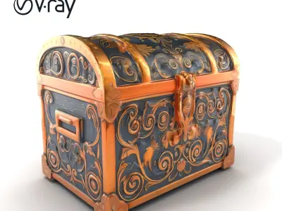 Magical Ornate Trunk with Scrollwork model pack Low-poly 3D model