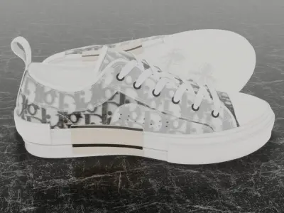 DIOR B23 LOW TOP LOGO OBLIQUE 3D SHOES SNEAKERS 3D model