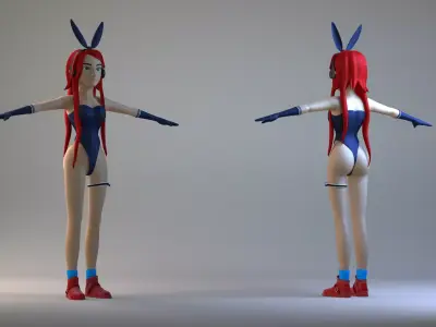 woman female girl character face human fantasy bunny 3D model