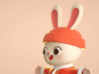 cartoon new year rabbit 3D model