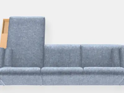 LANGARYD 3-seat sofa w chaise longue right Low-poly 3D model