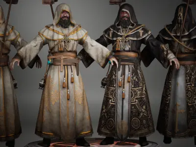 Priest Low-poly 3D model