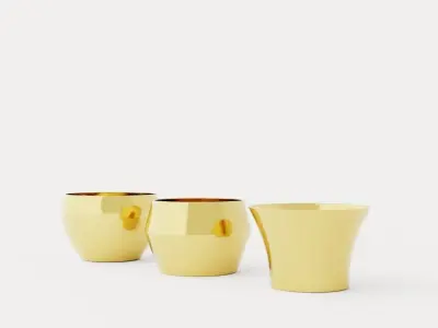 Kin Lantern 3-pack - Brass Low-poly 3D model