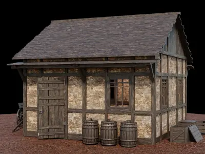 Medieval Village Asset 02 - 4K Textures Game Ready Low-poly 3D model