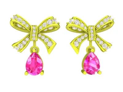 A7817 Luxury Diamond Bow Earrings 3D print model