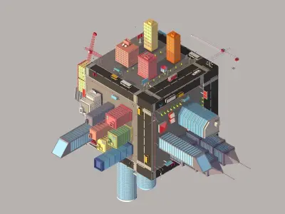 Low Poly Megapolis Cube City 3D model