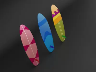 Surfboard Set 3D Model Low-poly 3D model