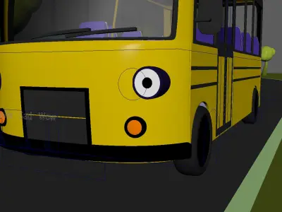Cartoon bus Low-poly 3D model