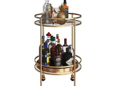 Mini Bar Beverage Table 3D model