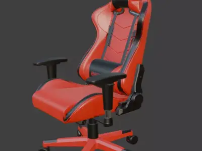 Red Gaming Chair DXRacer-Style High Detail PBR 3D Model 3D model