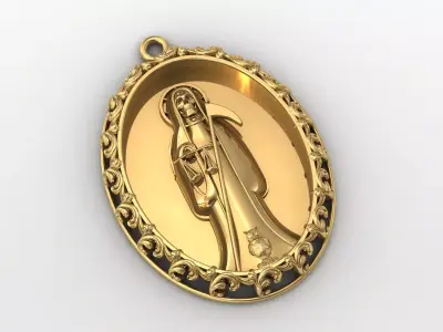  santa muerte holy death small size pendant 3D STL 3DM skull 3D print model