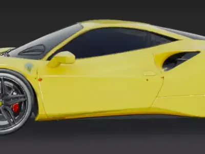 Yellow Ferrari Sports Racing Car 3D Model Game Ready 3D model