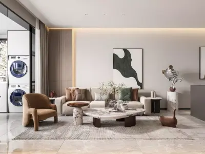  Modern style living room CR rendering interior design model 3D model
