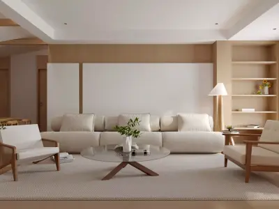 Modern living room dining room interior scenes 123 3D model