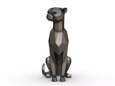 Cheetah low poly dog statue 3D print model