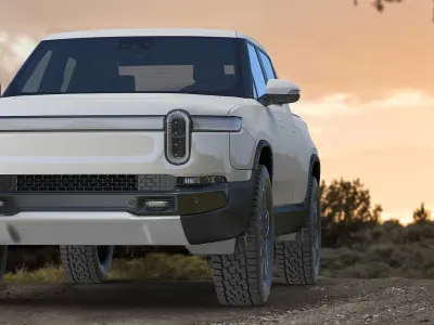 Electric Pickup Truck White 3D model