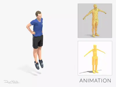 Frog Jump  Exercise Man Animation Low-poly 3D model