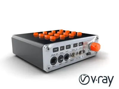 PixelMix Audio Interface model pack with neon-orange dials an... Low-poly 3D model
