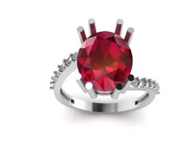 Ruby And Diamonds Ring 3dm render detail  3D print model
