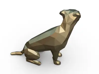 jack russell terrier low poly 3D print model