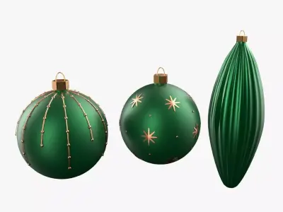 Christmas Tree Ornament Set1 - Green Orange 3D model