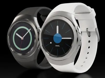 Samsung Gear S2 smartwatch Low-poly 3D model