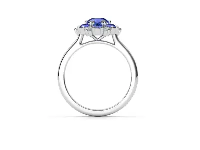 ZDR0011 sapphire and diamond ring 3D print model