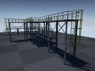 Modular industrial platform PBR Low-poly 3D model