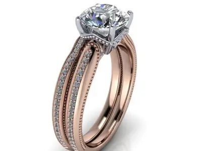 Antique Vintage Classic Milgrain Crown Wedding Band Ring Jewelry 3D print model