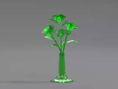 Glass Flower Showpiece Red 3D model