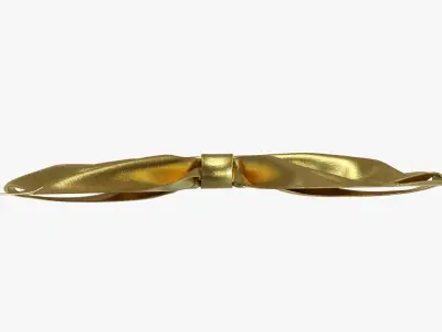 Small ribbon decoration gold metallic 3D model