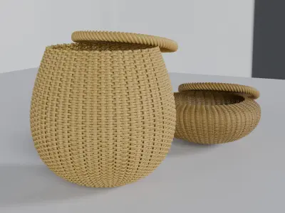 Wicker Basket 3D model 3D model