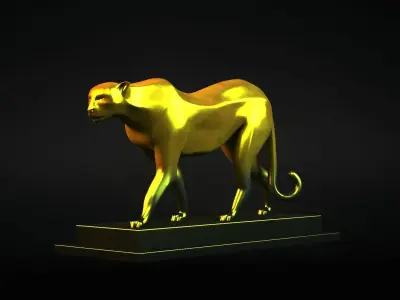 leopard Statue figurine sculpture modern art tiger abstract 3D model