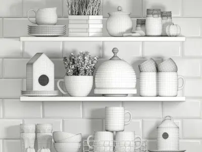 Kitchen decor set 3D model purchase
