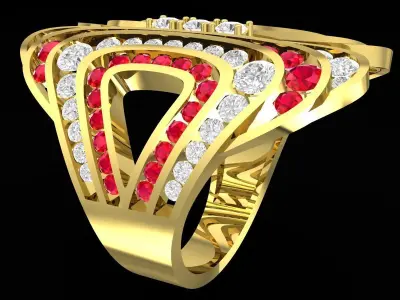 Luxury Geometric Spiral Diamond Ring for Women  3507 3D print model