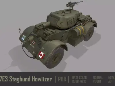 T17E3 Staghound Howitzer Armoured Car Low-poly 3D model