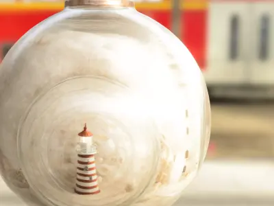 Nautical Lighthouse in Round Glass Jar  Low-poly 3D model