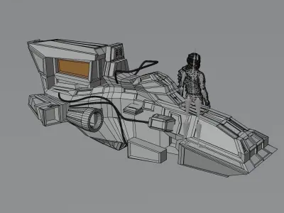 Low poly sci-fi vehicle  and a rigged character for Blender Free 3D model