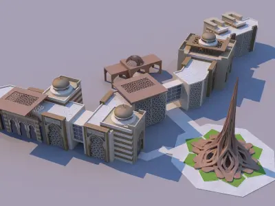 0169 - Islamic Facade Building 3D model