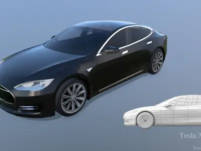 Tesla Model S 2013 Low-poly 3D model