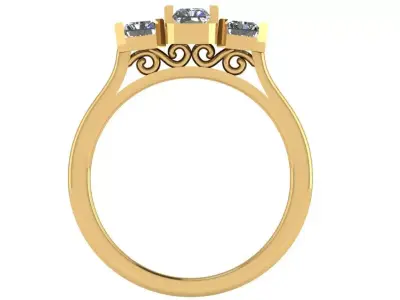 3 emerald half bezel wedding ring  3D print model
