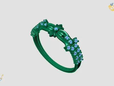 Women Ring Diamond Stone STL 3DM Lightweight Printable 3D print model 6