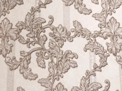 Champagne Acanthus Damask Wallpaper Texture