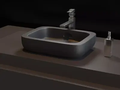 Sink Collection glass on wall 3D model
