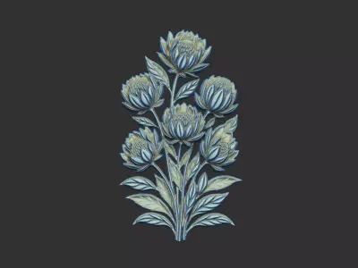 the floral design cnc printing flower leave botanical 3D print model